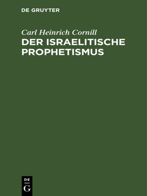 cover image of Der israelitische Prophetismus